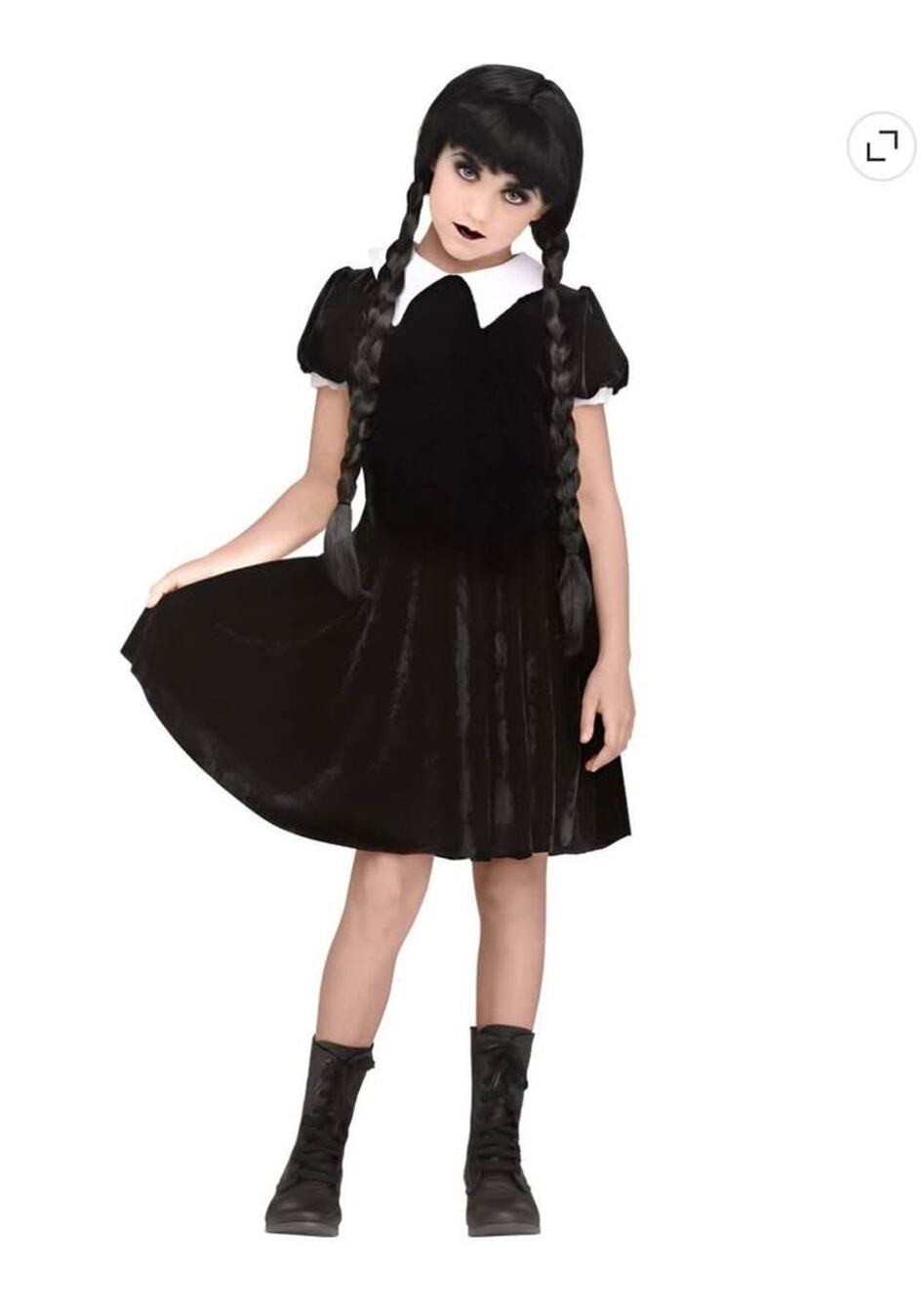 Wednesday Addams-style gothic costume set (Kids Large)